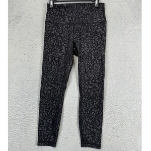 Lululemon Womens Legging Pants 8 Black Grey Animal Print‎ Cropped Nylon Blend